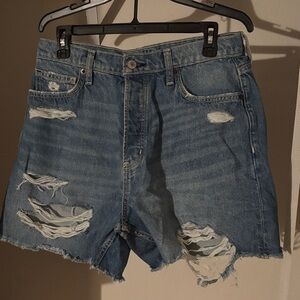 Arizona Jean Company High Waist Distressed Denim Shorts - Blue